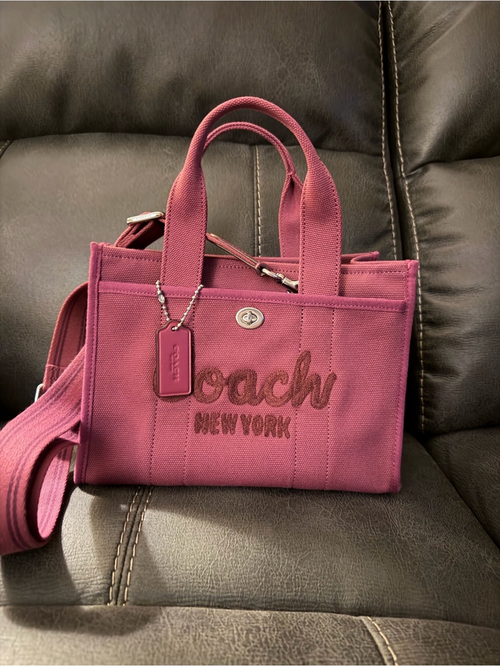 Coach Pink Canvas CargoTote with Detachable Strap